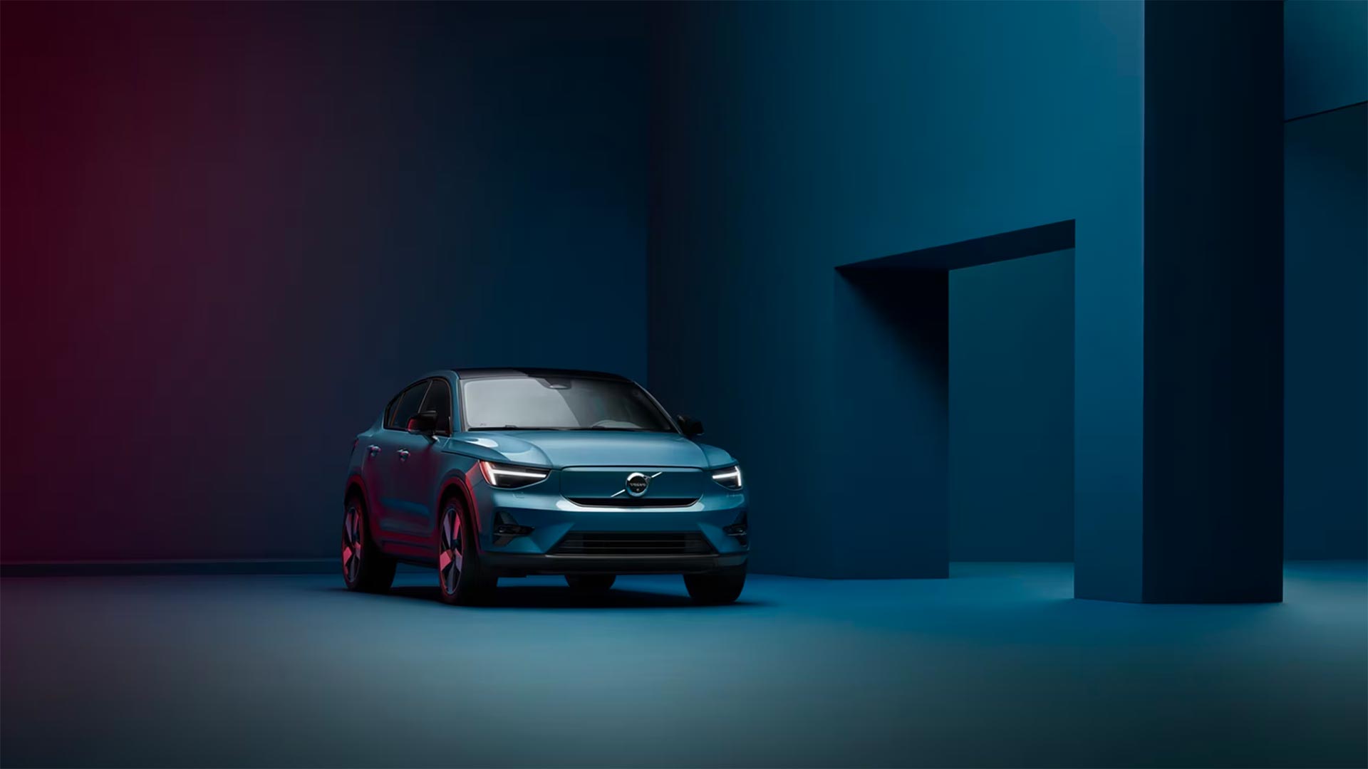 Volvo C40 blå forfra