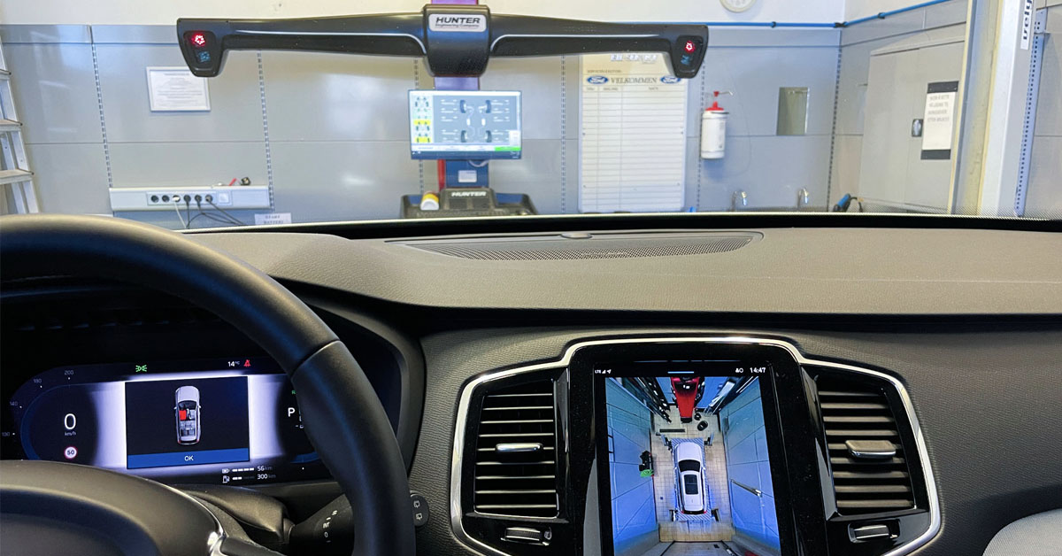 Måling av hjulstilling i bil